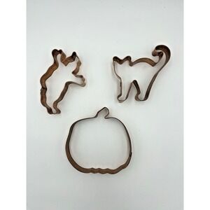 Set of 3 Halloween Large Copper Cookie Cutters ‎ Pumpkin Cat Ghost